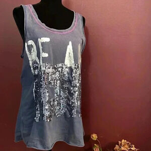 Authentic Icon Sequined & Distressed Tank Size L